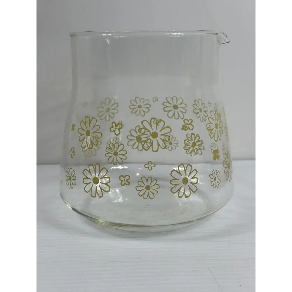 Vintage Sunbeam 1970s Glass Coffee 10‎ Cup Replacement Pot Flowers Hippie BOHO
